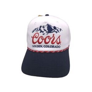 Coors Mad Engine Hat‎ Trucker Snapback White Blue Mesh USA Patriotic Rope Cap